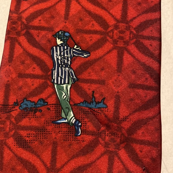 Mens Red Golf Tie - Picture 2 of 6
